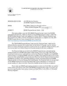 2026 HOME Income & Rent Limits with Memo