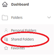 Image of ShareFile navigation tree circling the Shared Folders category.