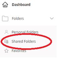 Image of ShareFile navigation tree circling the Shared Folders category. 