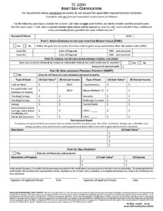 TC100H Asset Self Certification with Worksheet