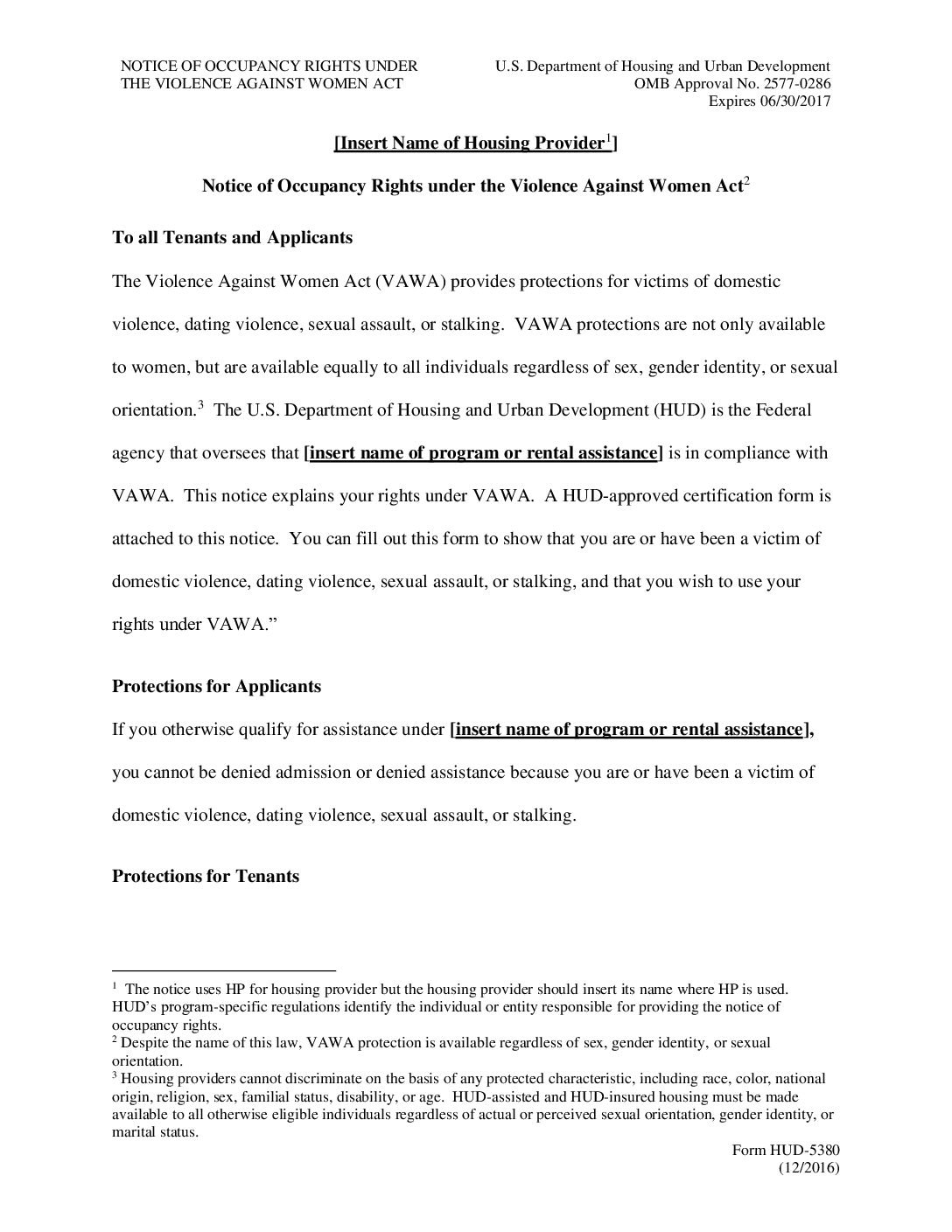 VAWA – Form 5380